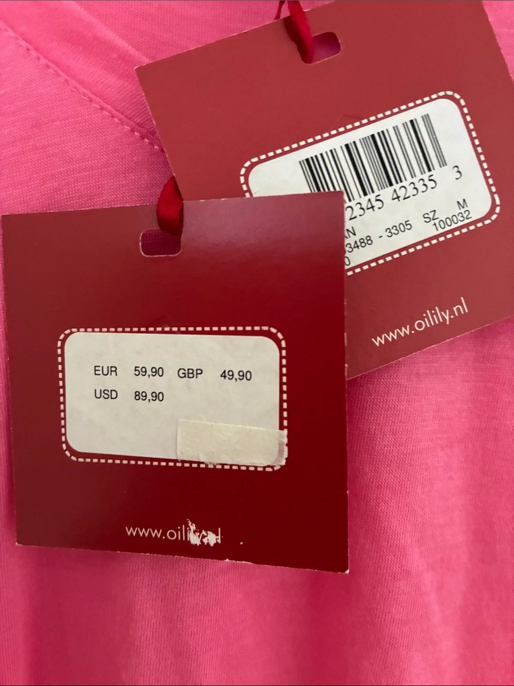 Oilily Bright Pink V-Neck Short Sleeve Tee